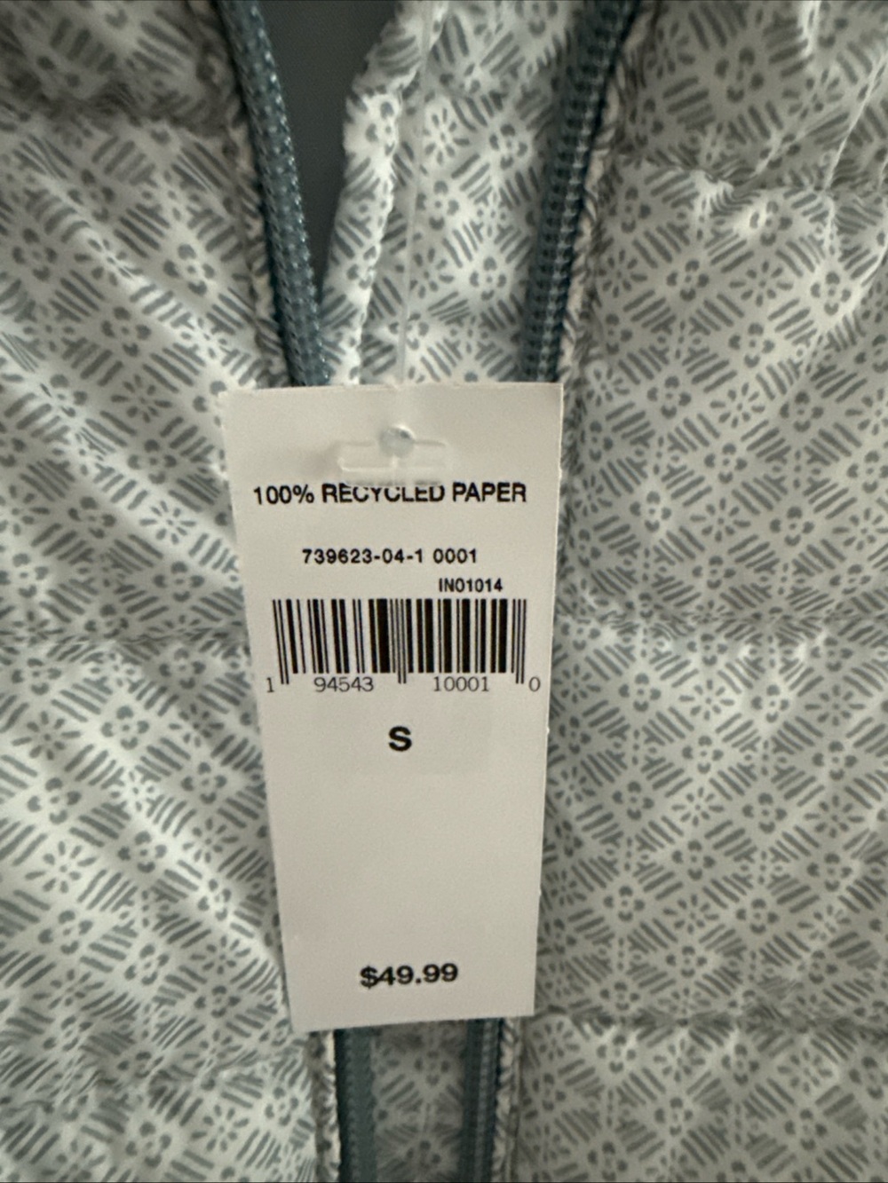 NWT GAP Puffer Vest Women’s S Small Blue Grey Print - Picture 5 of 15